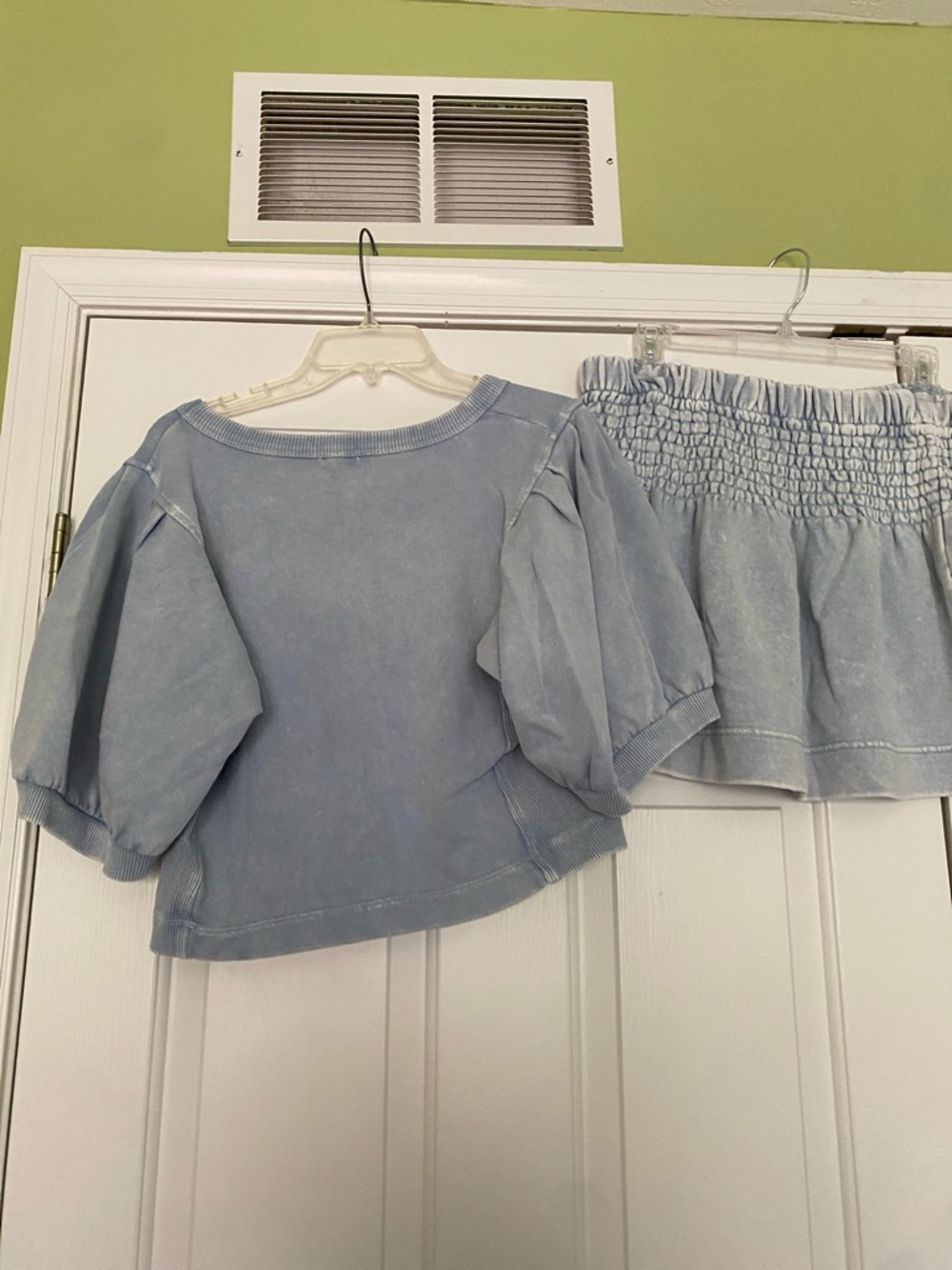 aerie Light Blue Crew neck Ribbed Knit Top with matching mini skirt NWOT - Picture 6 of 7